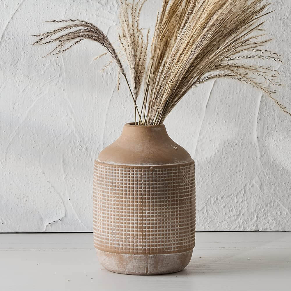 SIDUCAL Rustic Ceramic Vase - Modern Sand Glaze Pottery - Elegant Farmhouse Centerpiece for Living Room & Entryway