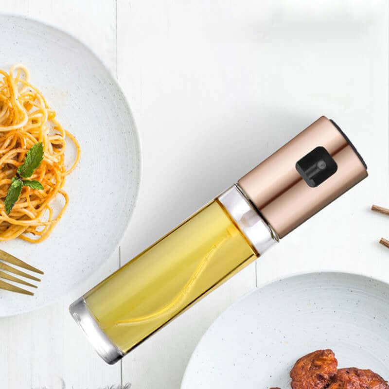 100ml Glass Oil & Vinegar Spray Bottle - Leak-Proof Mist Sprayer for Cooking, Salads & BBQ - Stainless Steel Cap
