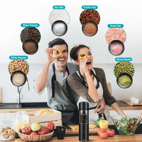 Electric Salt & Pepper Grinder - Automatic Gravity Mill with Adjustable Coarseness
