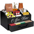 Coffee Station Deluxe Organizer in sleek black wooden finish for professional coffee bar organization.