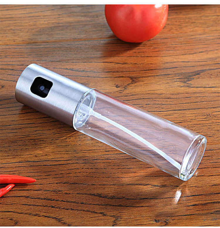 100ml Glass Oil & Vinegar Spray Bottle - Leak-Proof Mist Sprayer for Cooking, Salads & BBQ - Stainless Steel Cap