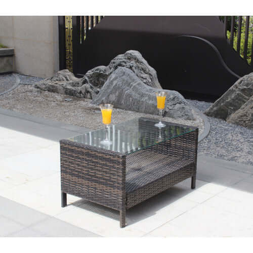 0.2 inch thick clear tempered glass top for outdoor wicker table