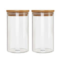 Set of 2 IDEALUX 48oz borosilicate glass jars with airtight lids for pantry storage