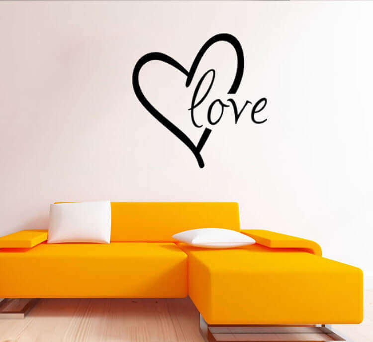 Bedroom wall decor with romantic carved flower heart decal