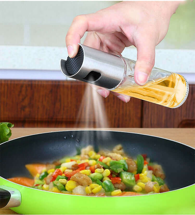 100ml Glass Oil & Vinegar Spray Bottle - Leak-Proof Mist Sprayer for Cooking, Salads & BBQ - Stainless Steel Cap