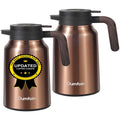 70 oz premium stainless steel thermal coffee carafe in a luxury gold finish for professional catering.