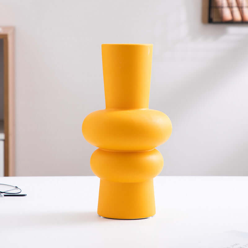 Contemporary soft yellow glazed vase for floral arrangements