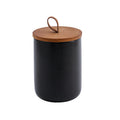 ALSKHEAS minimalist matte black ceramic canister with airtight bamboo lid 27oz