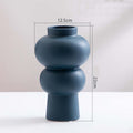 Nordic Minimalist Ceramic Vase in dark blue, geometric design, 12.5cm wide, 22cm tall for modern home decor