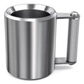 Dumbbell Delight 10KG stainless steel mug weighing 22LB for fitness and coffee lovers.