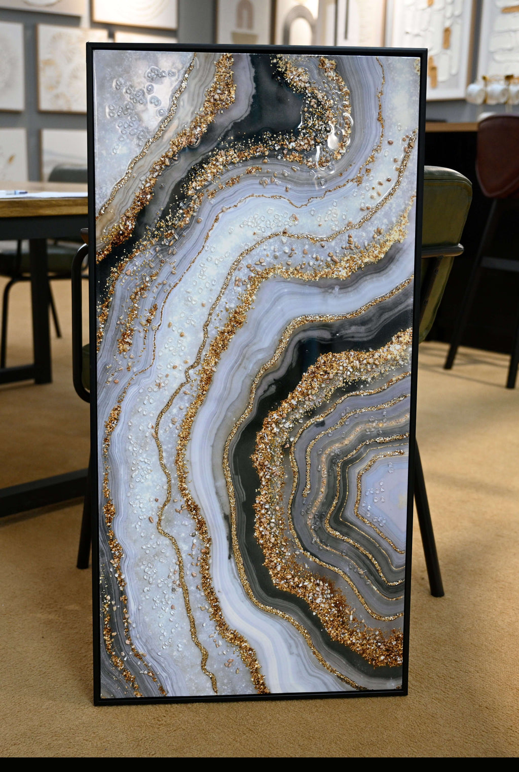 Stretched and framed abstract art canvas 1.4 inch thick profile