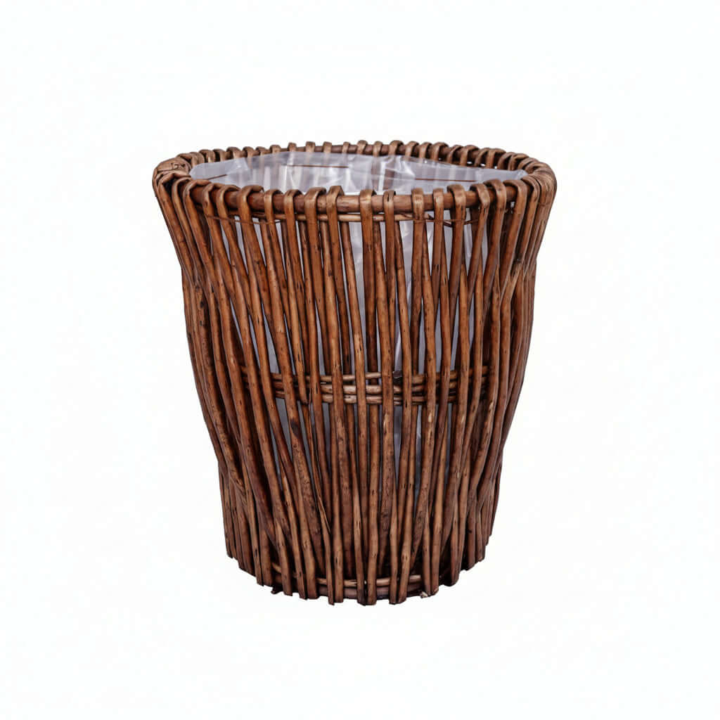Handmade natural willow wicker planter basket for indoor plants boho style