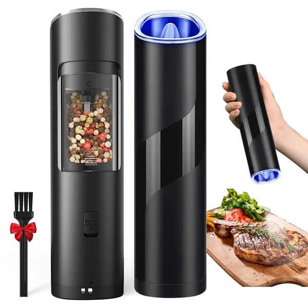 One-handed operation electric pepper mill with automatic gravity activation
