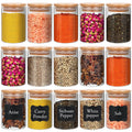 15-piece set of 8oz glass storage jars with natural bamboo lids for kitchen organization