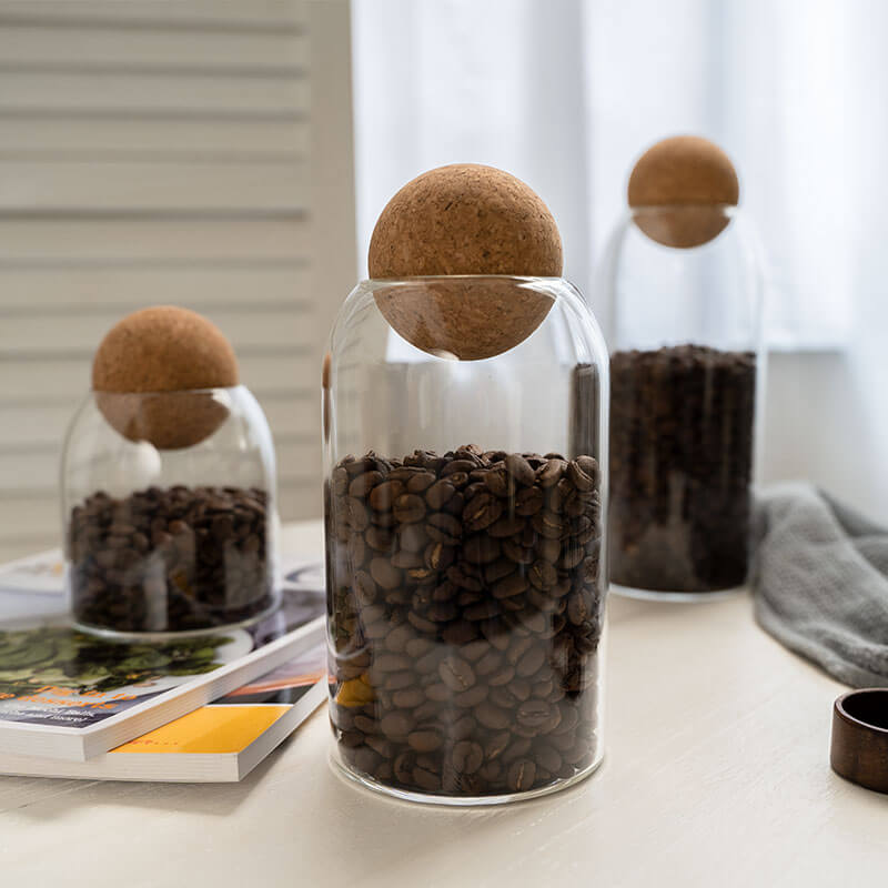 Set of 3 Minimalist Borosilicate Glass Food Storage Jars | 25oz Canisters with Bamboo Lids