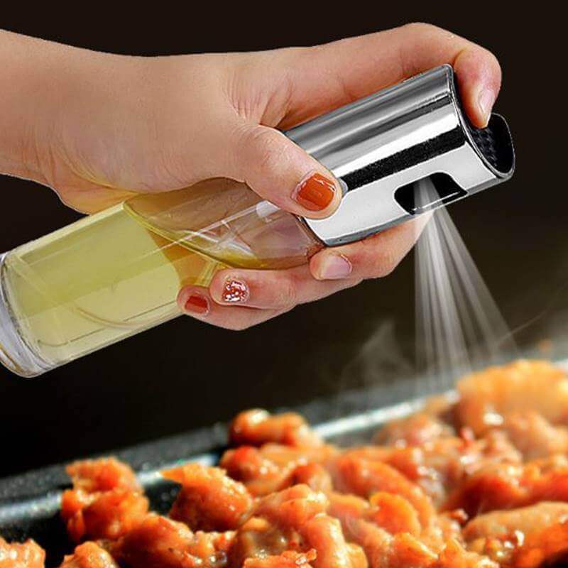 100ml Glass Oil & Vinegar Spray Bottle - Leak-Proof Mist Sprayer for Cooking, Salads & BBQ - Stainless Steel Cap