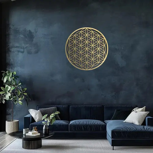 Zen style metal lotus wall hanging for living room and meditation space