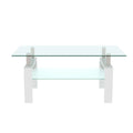 39" modern glass coffee table with frosted shelf and minimalist design for stylish living room furniture.