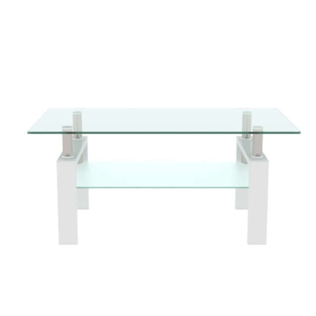 39" modern glass coffee table with frosted shelf and minimalist design for stylish living room furniture.