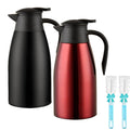 70 oz thermal coffee carafe 2-pack set in black and red stainless steel for office and home catering.