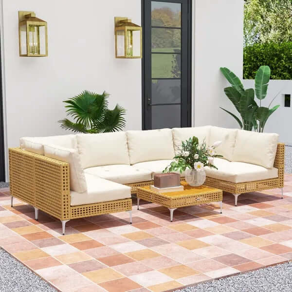 Luxury slatted acacia wood coffee table for outdoor patio set