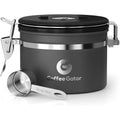 Coffee Gator stainless steel coffee container in small gray with an airtight lid and CO2 release valve.