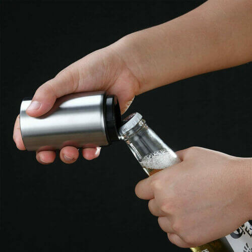 SwiftPop Automatic Magnetic Bottle Opener - Stainless Steel Push-Down Beer Opener - Portable Bar Accessory & Gift for Enthusiasts