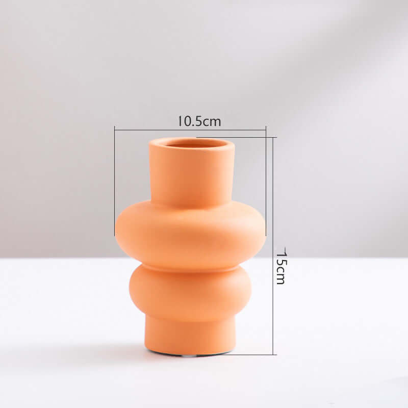 Minimalist sunset orange ceramic flower pot for living room aesthetic