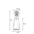 Premium glass oil and vinegar dispenser bottle with stainless steel leak-proof pourer, height 17cm, diameter 6cm, perfect for kitchen use.