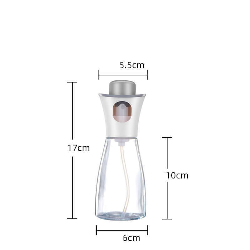 Premium glass oil and vinegar dispenser bottle with stainless steel leak-proof pourer, height 17cm, diameter 6cm, perfect for kitchen use.