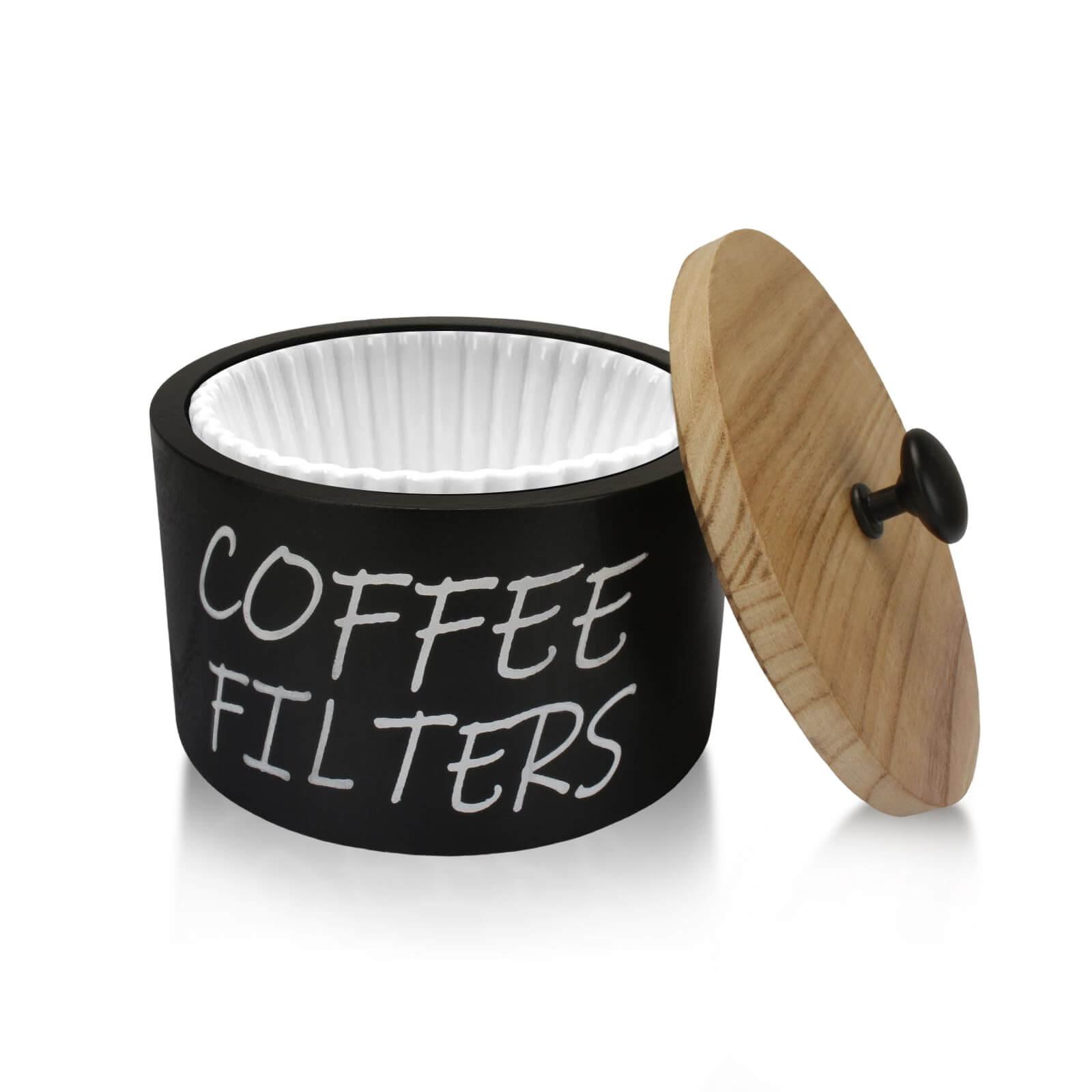 LVACODV large wooden coffee filter holder in a sleek black finish for professional coffee bar organization