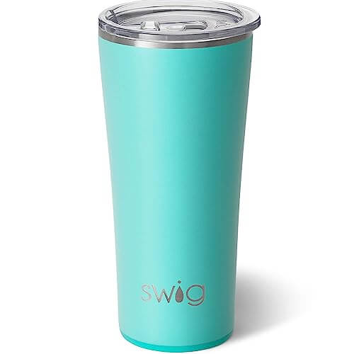 SwigLife 22oz elite insulated tumbler in Aqua blue with a sleek stainless steel design.