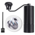 TRINIDa CNC precision manual coffee grinder in sleek black finish with a professional stainless steel handle