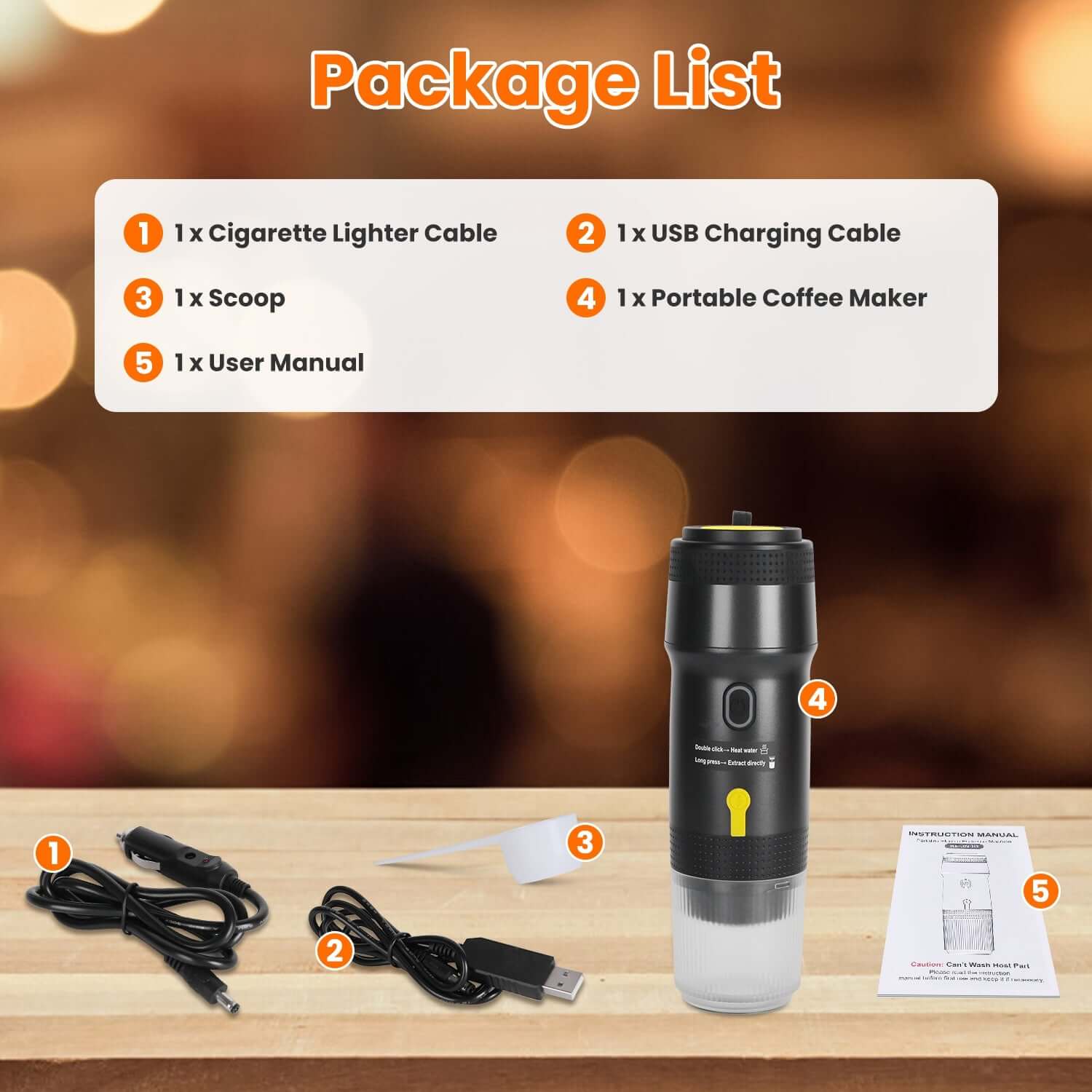 Rechargeable 7500mAh battery espresso machine with USB-C port