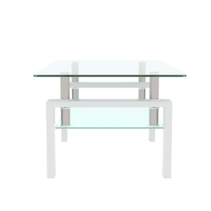 39" modern glass coffee table with frosted shelf and minimalist design for stylish living rooms.