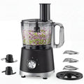 10.5 Cup Electric Food Processor with 5 stainless steel blades, versatile chopper, and clear container for meal prep.