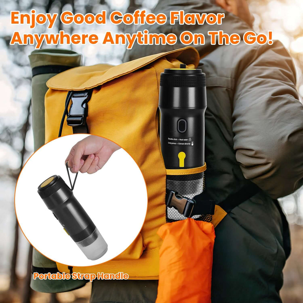 Portable Electric Espresso Machine with Self-Heating - 2.0oz Cordless Travel Coffee Maker - 176°F Rapid Heating for Car & Camping