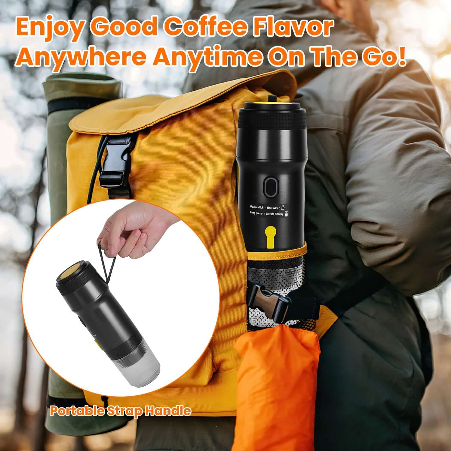 Portable Electric Espresso Machine with Self-Heating - 2.0oz Cordless Travel Coffee Maker - 176°F Rapid Heating for Car & Camping