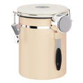 ShanSon Elite 22oz coffee vault in a sophisticated brown stainless steel finish with a date tracker lid.