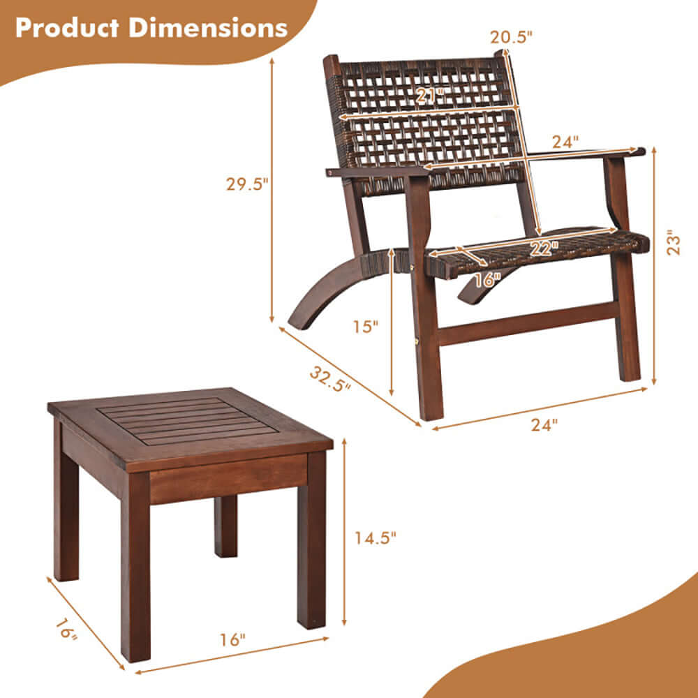 Square solid wood outdoor coffee table 16x16 inch for patio decor