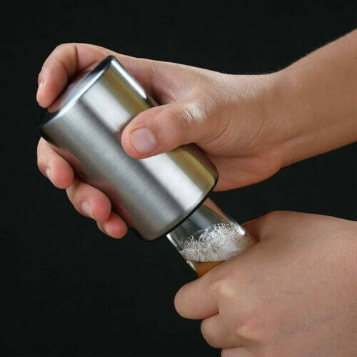 SwiftPop Automatic Magnetic Bottle Opener - Stainless Steel Push-Down Beer Opener - Portable Bar Accessory & Gift for Enthusiasts