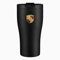 Porsche Crest thermal tumbler with the iconic logo and double-walled insulated design for luxury travel.