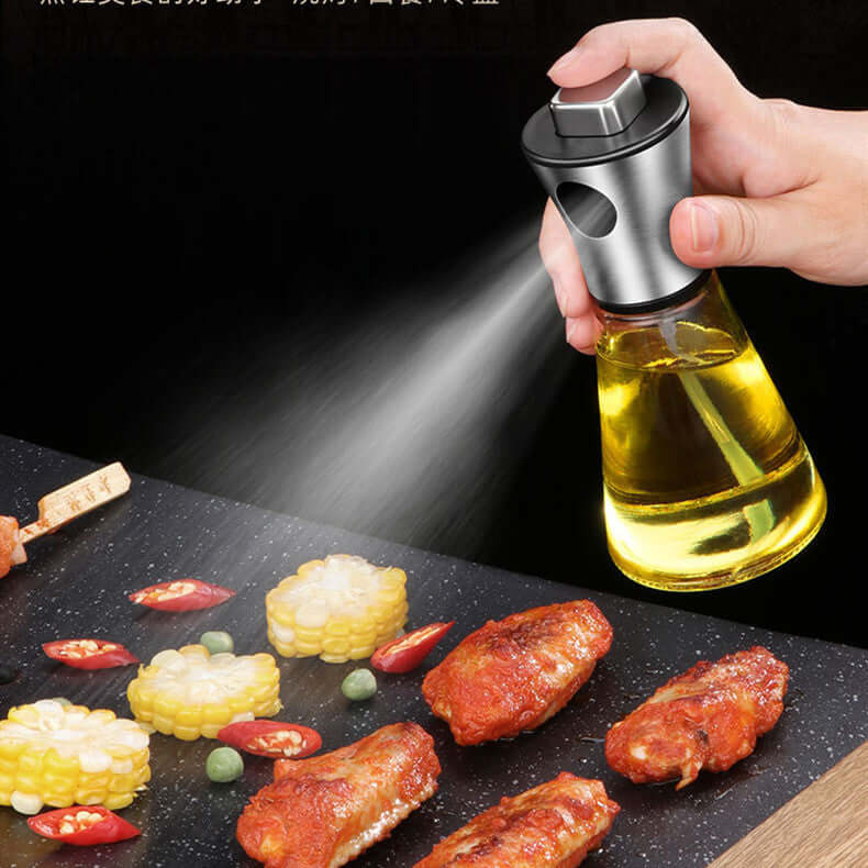 Premium glass oil and vinegar dispenser bottle with stainless steel pourer, enhancing cooking experience.