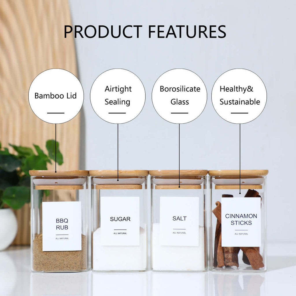 Minimalist square glass jars with 120 degree heat-resistant borosilicate glass