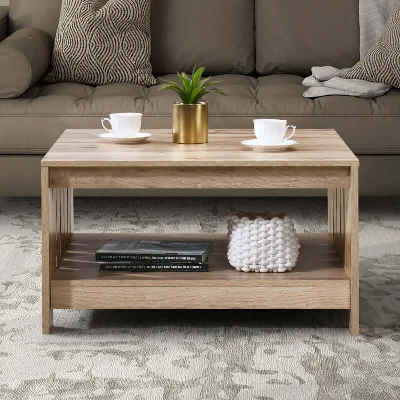 Black Oak Square Coffee Table – Modern Rustic Centerpiece – Durable Engineered Wood Living Room Table