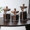 Set of 3 Glass Coffee & Sugar Jars with Bamboo Lids - 25oz Airtight Kitchen Canisters with Wooden Spoons