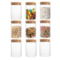 9-piece borosilicate glass jar set with spherical cork lids 21oz capacity each