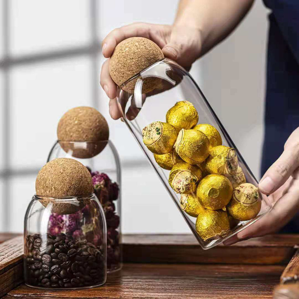Airtight glass kitchen canisters for pasta and dry food organization