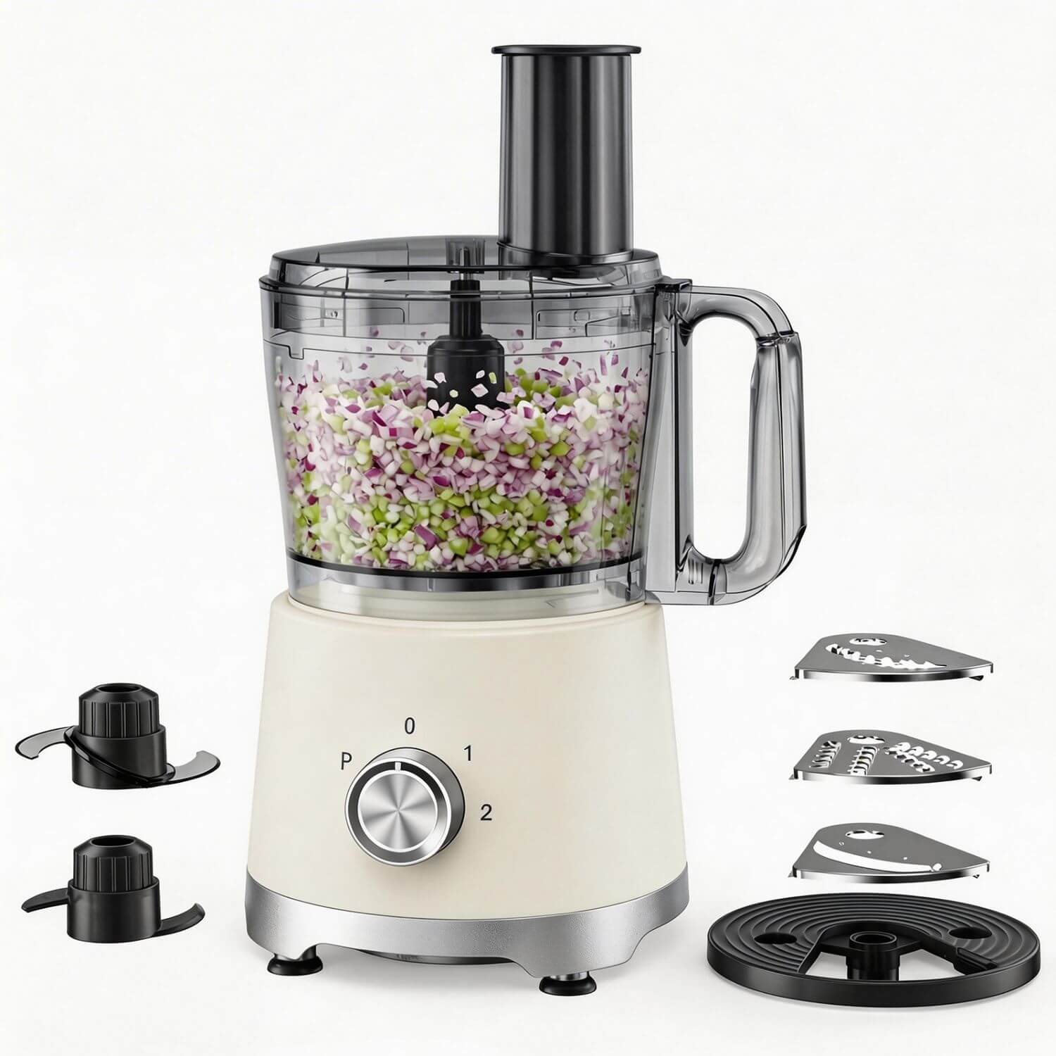 Minimalist white food processor for modern kitchen aesthetics