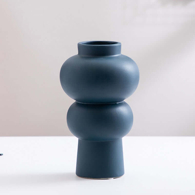 Modern sky blue geometric ceramic vase for Nordic home decor